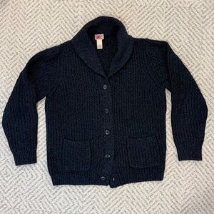 L.L. Bean Navy Shawl Collar Button Cardigan Sweater